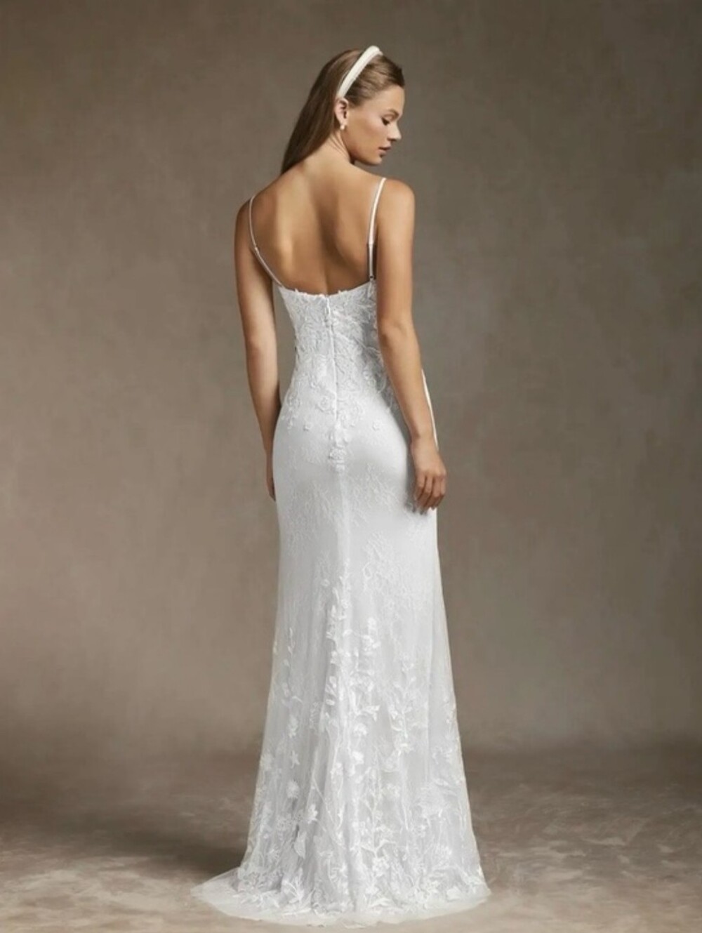 Azazie Diamond White/Champagne Floral Embroidered Wedding Dress - Picture 11 of 13
